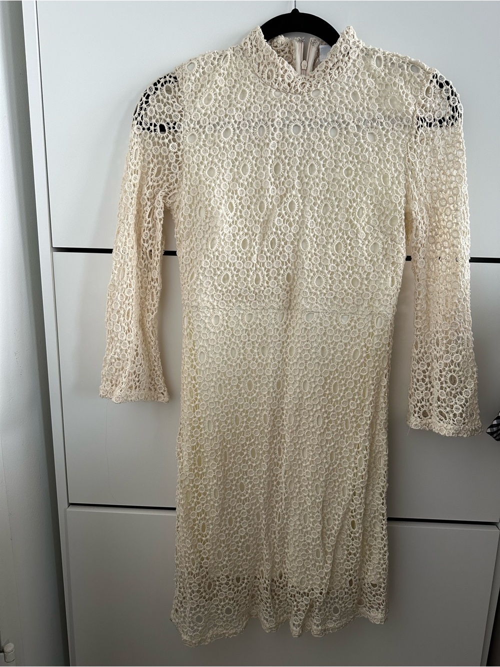 Urban Outfitters Cream Lace Long-Sleeve Midi Dress